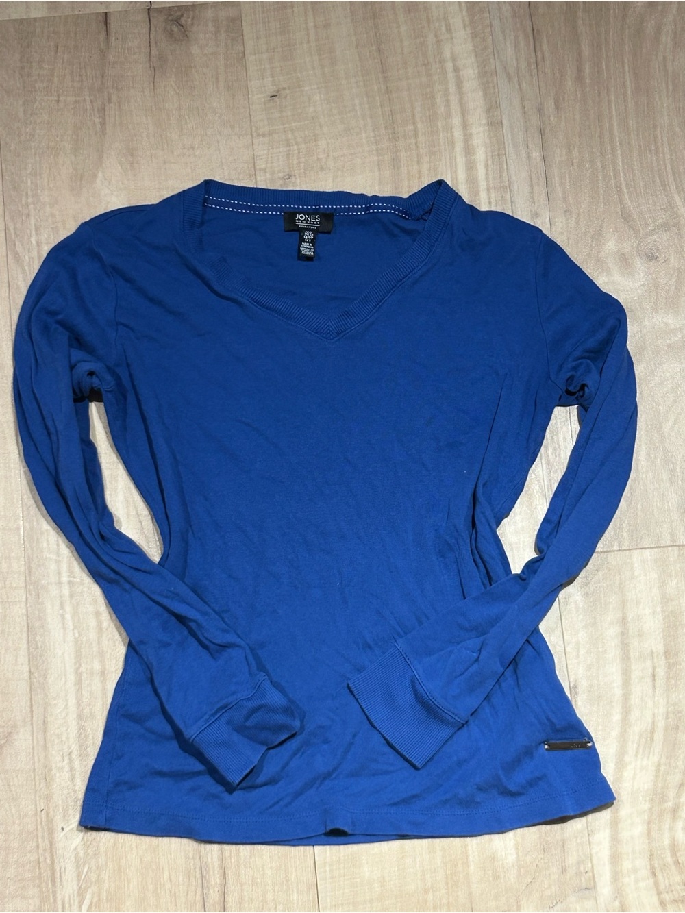 Jones New York Women’s Cobalt Blue V-Neck Long Sleeve Top